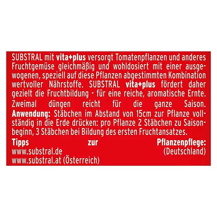 Substral Tomaten-Düngerstäbchen - 10 Stk., Inhalt ausreichend für ca.: 10 Pflanzen - Rückansicht