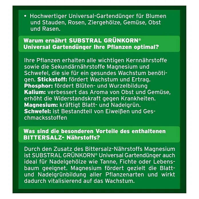 Substral Universaldünger Grünkorn - 3 kg - Rückansicht