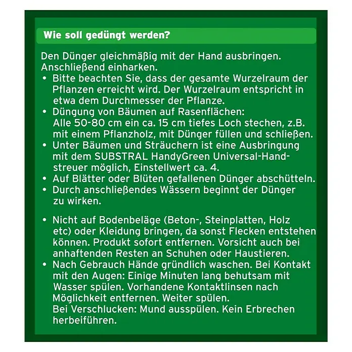 Substral Universaldünger Grünkorn - 3 kg - Rückansicht