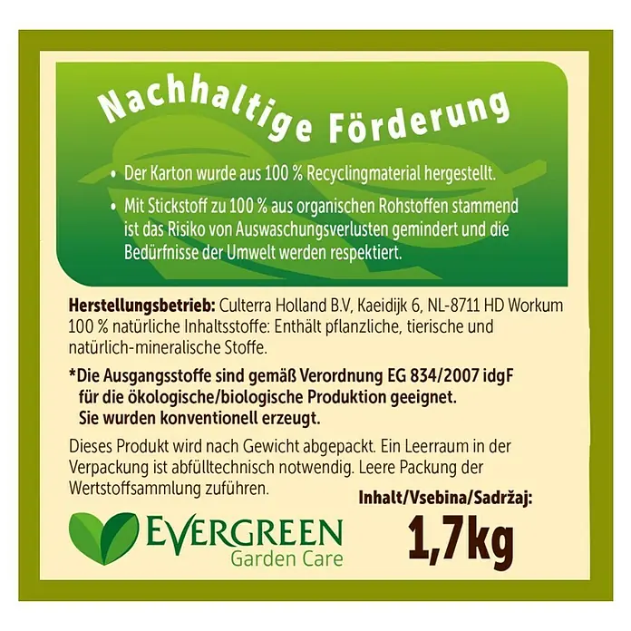 Celaflor Naturen Bio-Tomatendünger - 1,7 kg, Inhalt ausreichend für ca.: 48 Pflanzen - Rückansicht