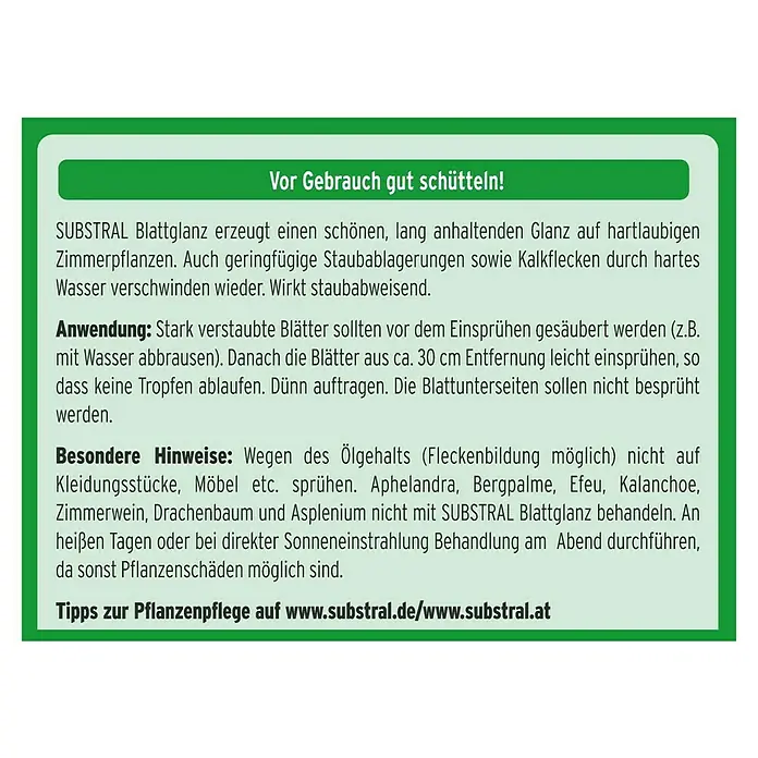 Substral Pflanzenhilfsmittel Blattglanz - 600 ml, Geeignet für: Immergrüne Pflanzen - Rückansicht