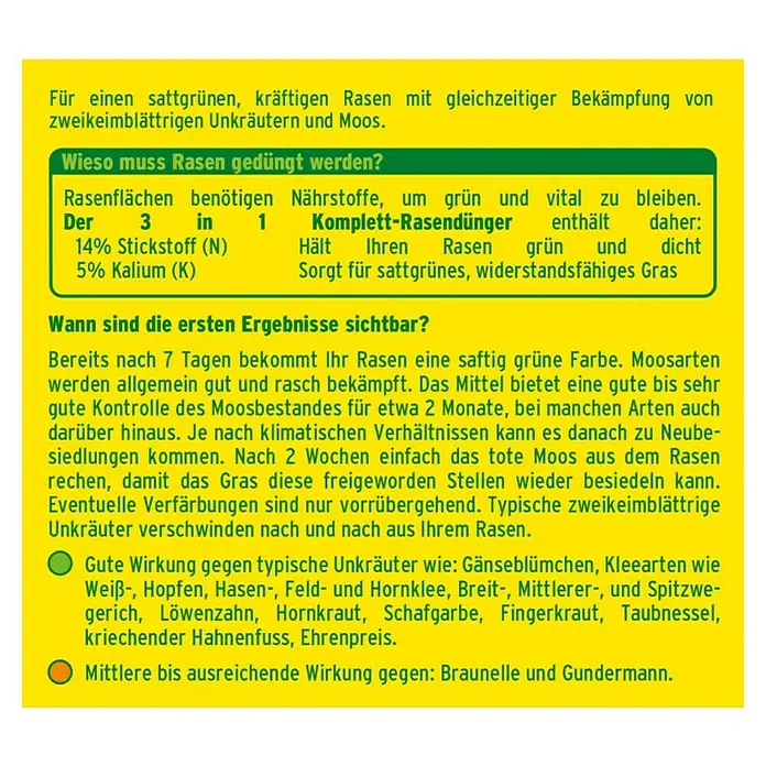 Substral Rasendünger 3in1 Komplett - 14 kg - Rückansicht
