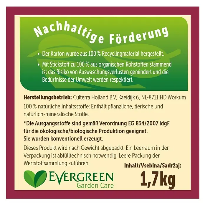 Naturen Bio Beerendünger - 1,7 kg, Inhalt ausreichend für ca.: Bis zu 34 Sträucher - Rückansicht