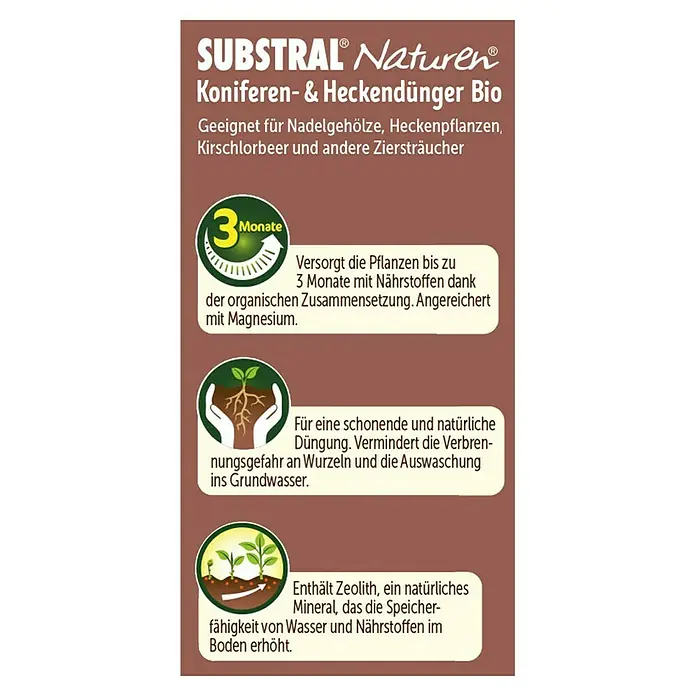 Substral Naturen Strauch- & Heckendünger Bio - 1,7 kg, Inhalt ausreichend für ca.: 68 Pflanzen - Rückansicht