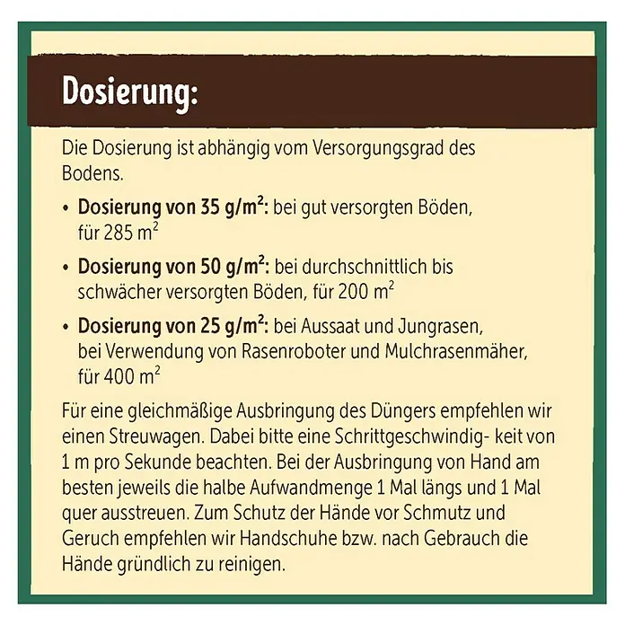 Naturen Bio Rasendünger - 10 kg, Inhalt ausreichend für ca.: 500 m² - Rückansicht