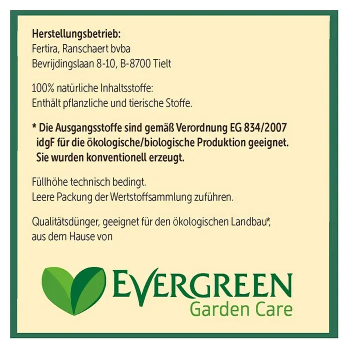 Naturen Bio Rasendünger - 10 kg, Inhalt ausreichend für ca.: 500 m² - Rückansicht