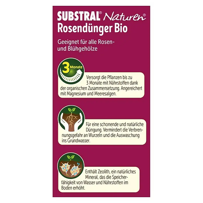 Substral Naturen Rosendünger Bio - 1,7 kg, Inhalt ausreichend für ca.: 68 Pflanzen - Rückansicht