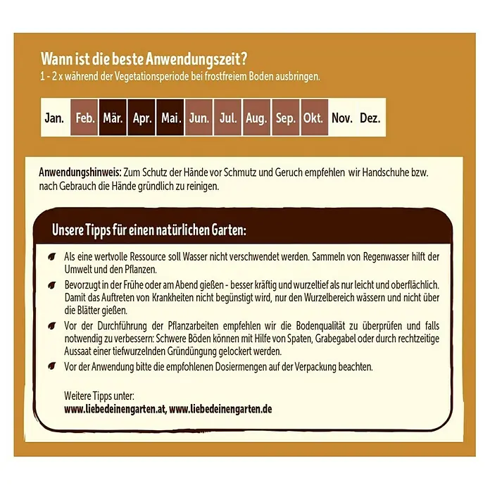 Naturen Bio-Pferdedung - 7 kg, Inhalt ausreichend für ca.: 70 m² - Rückansicht