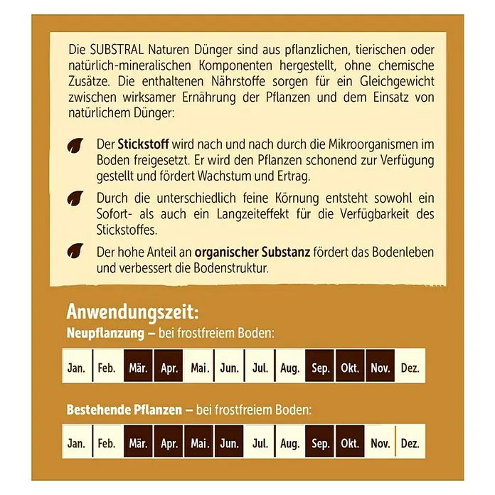 Substral Naturen Bio-Hornspäne - 1,5 kg, Inhalt ausreichend für ca.: 30 m² - Rückansicht