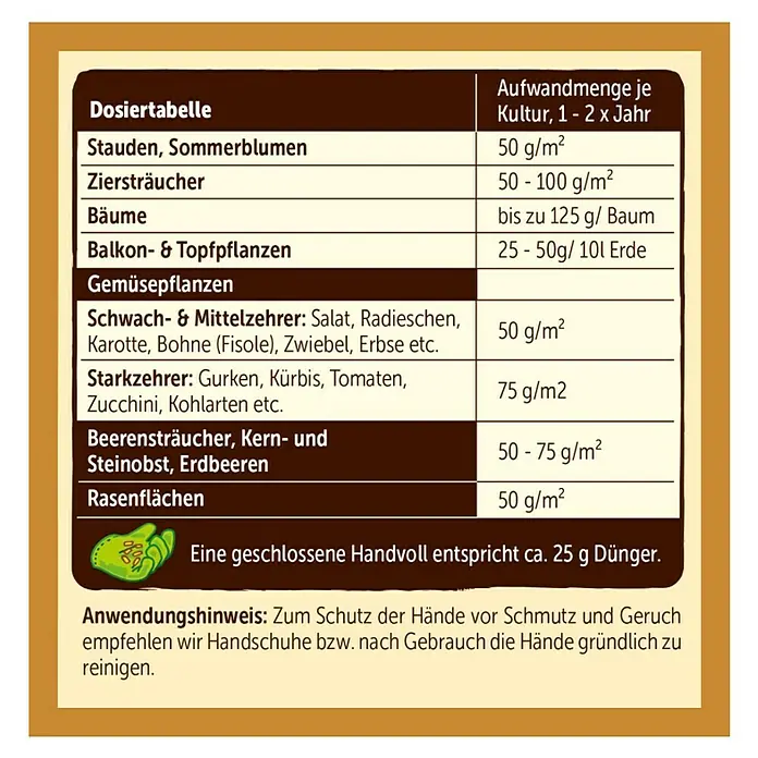 Substral Naturen Bio-Hornspäne - 1,5 kg, Inhalt ausreichend für ca.: 30 m² - Rückansicht