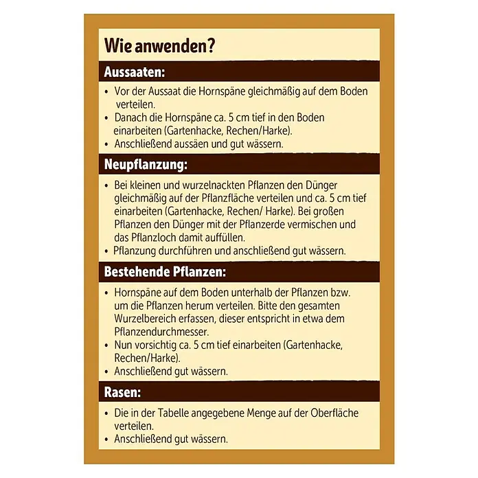 Substral Naturen Bio-Hornspäne - 1,5 kg, Inhalt ausreichend für ca.: 30 m² - Rückansicht