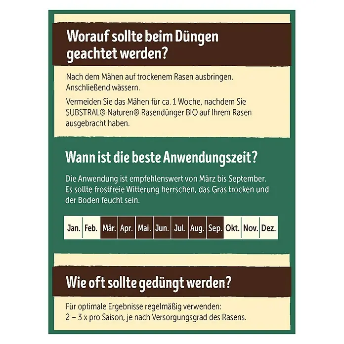Naturen Bio Rasendünger - 10 kg, Inhalt ausreichend für ca.: 500 m² - Rückansicht