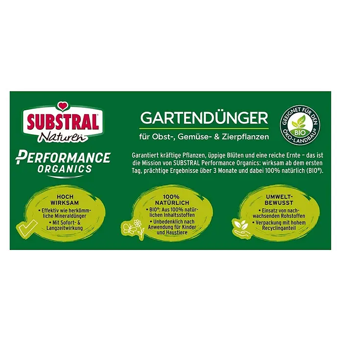 Substral Naturen Bio-Gartendünger - 1 kg, Inhalt ausreichend für ca.: 8 - 10 m² - Rückansicht