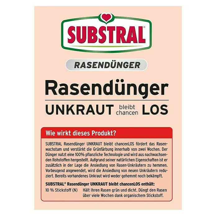 Substral Rasendünger Unkraut bleibt chancenLOS - 9,1 kg, Inhalt ausreichend für ca.: 180 m² - Rückansicht