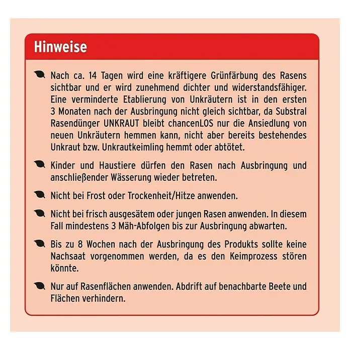 Substral Rasendünger Unkraut bleibt chancenLOS - 9,1 kg, Inhalt ausreichend für ca.: 180 m² - Rückansicht