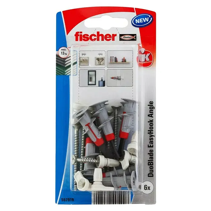 Fischer Duoblade Alcayata Easyhook - Ø x L: 6 x 44 mm, Acero, 6 ud. - Vista frontal