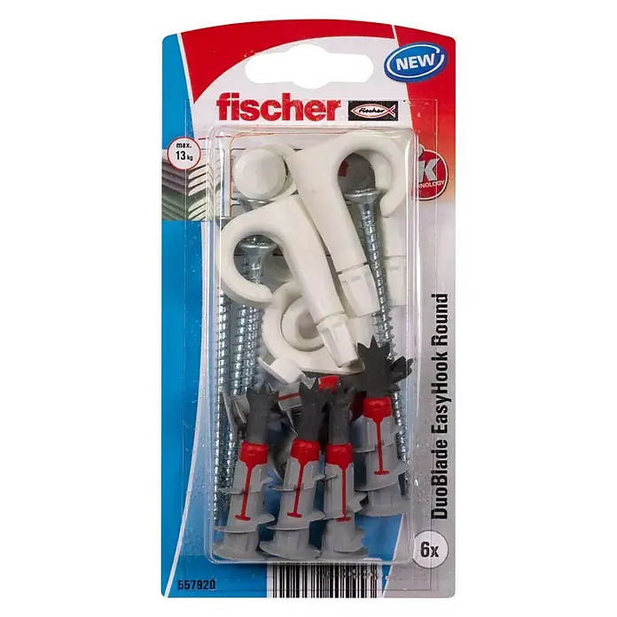 Fischer Duoblade Hembrilla abierta Easyhook - Ø x L: 6 x 44 mm, 6 ud. - Vista frontal
