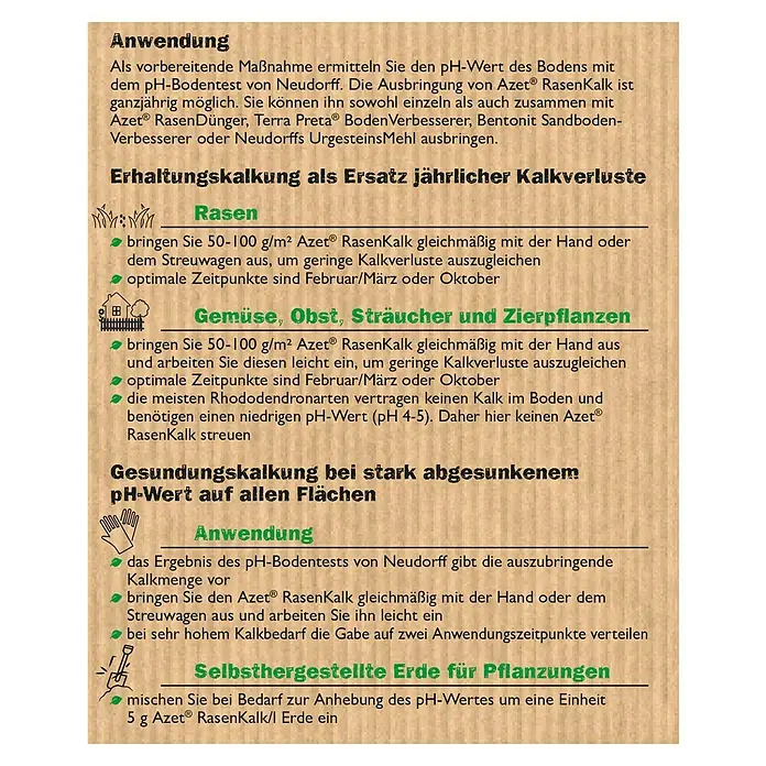 Neudorff Azet Vitalkalk - 10 kg, Inhalt ausreichend für ca.: 200 m² - Rückansicht