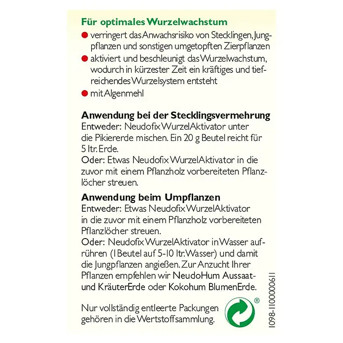 Neudorff Wurzelaktivator Neudofix - 20 g - Rückansicht
