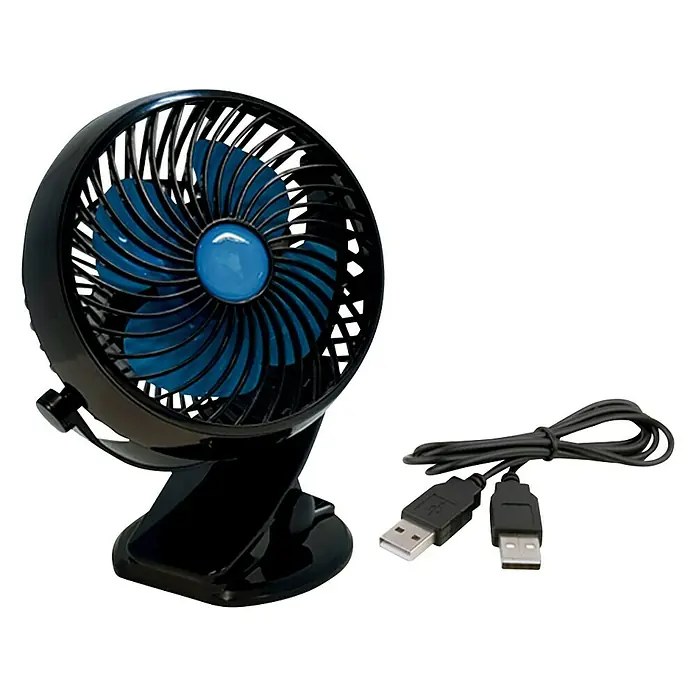 Starlyf Tischventilator Fast Fan - Schwarz/Blau, L x B x H: 9,6 x 15 x 18,5 cm, Akkubetrieben - Diagonale Ansicht