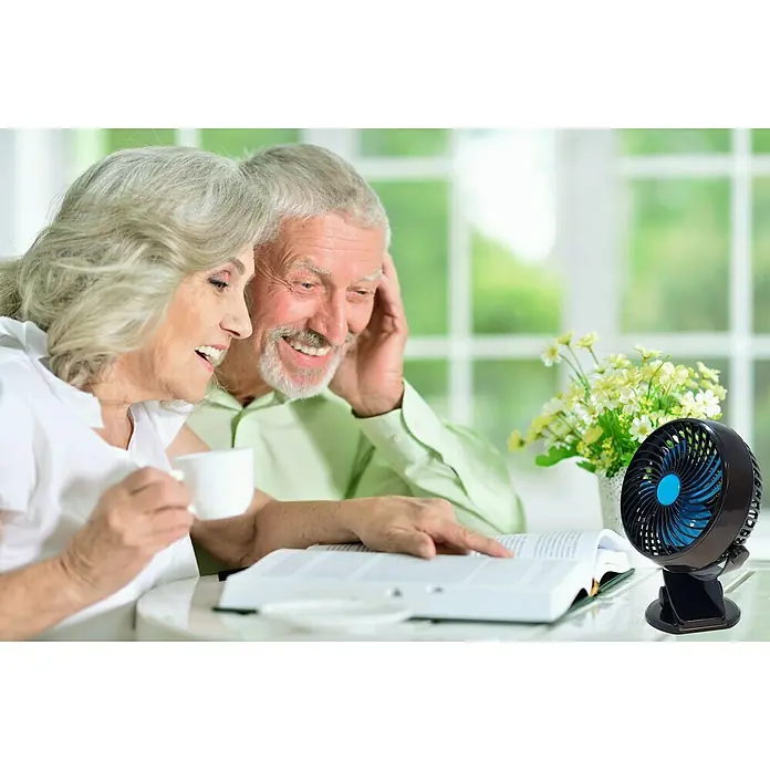 Starlyf Tischventilator Fast Fan - Schwarz/Blau, L x B x H: 9,6 x 15 x 18,5 cm, Akkubetrieben - Anwendungsbeispiel