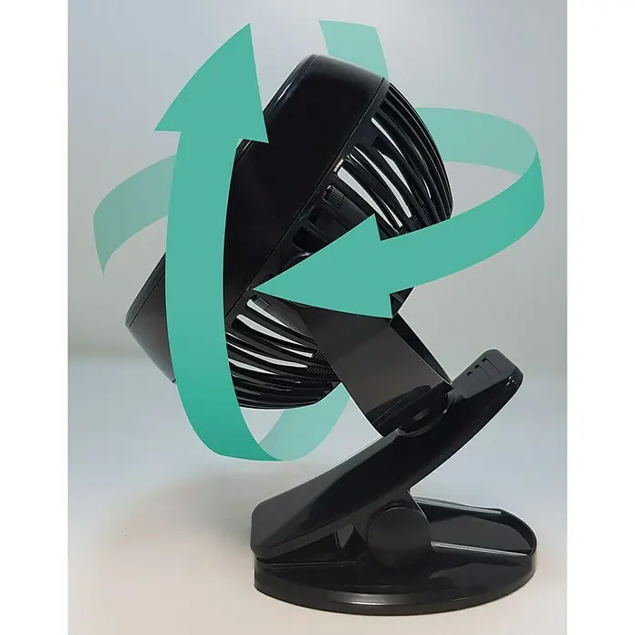 Starlyf Tischventilator Fast Fan - Schwarz/Blau, L x B x H: 9,6 x 15 x 18,5 cm, Akkubetrieben - Skizze