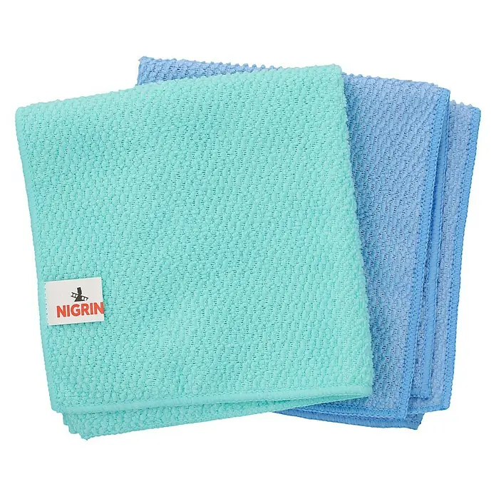 Nigrin Mikrofasertuch-Set smart 'n green - 2 Stk., 30 x 30 cm, Grün/Blau - Vorderansicht