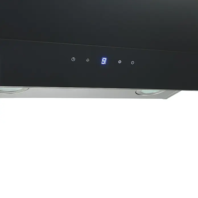 Respekta Schräghaube CH 77090 SA - Breite: 90 cm, Max. Luftleistung: 306,3 m³/h im Normalbetrieb, Schwarz/Silber - Detailaufnahme