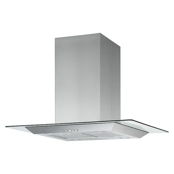 Respekta Inselhaube Bernstein - Breite: 90 cm, Max. Luftleistung: 360,7 m³/h im Normalbetrieb, Edelstahl - Diagonale Ansicht