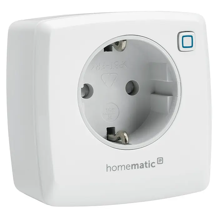 Homematic IP Smart-Steckdose HMIP-PS-2 - IP20, Weiß, 3.680 W, 13 A - Diagonale Ansicht