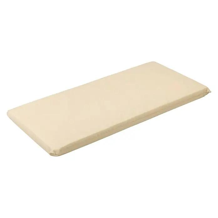 Cojín para banco - Beige, 110 x 49 x 6 cm, Loneta 70% algodón y 30% poliéster - Vista angular