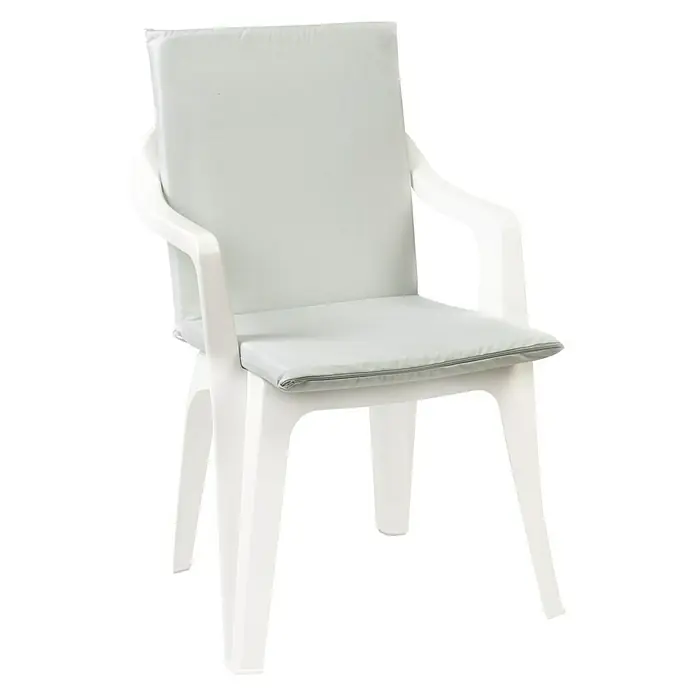 Cojín para silla con respaldo alto - Gris, 95 x 45 x 3,5 cm, 70% loneta de algodón y 30% poliéster - Vista angular