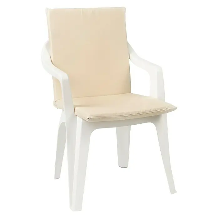 Cojín para silla con respaldo alto - 95 x 45 x 3,5 cm, Beige, 70% loneta de algodón y 30% poliéster - Vista angular