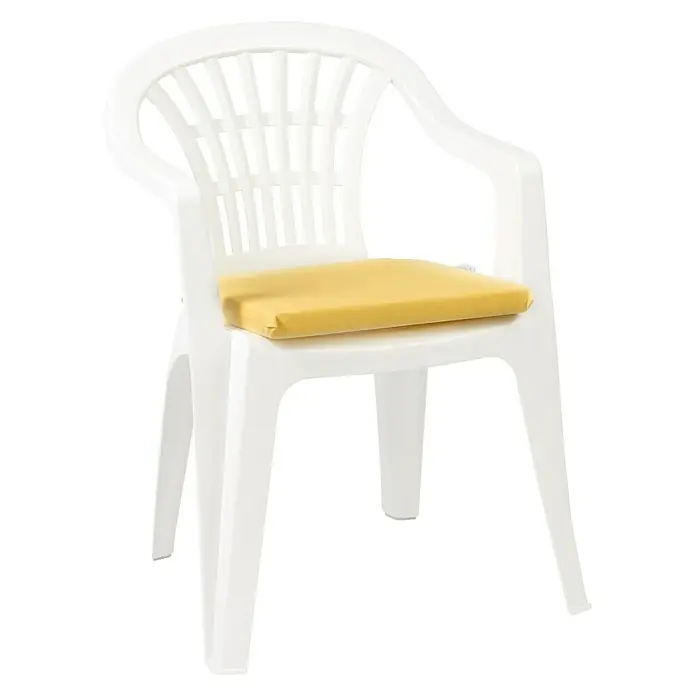 Cojín de asiento - 40 x 40 x 3,5 cm, Mostaza, 70% loneta de algodón y 30% poliéster - Vista angular