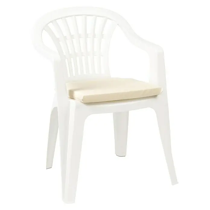 Cojín de asiento - 40 x 40 x 3,5 cm, Marfil, 70% loneta de algodón y 30% poliéster - Vista angular