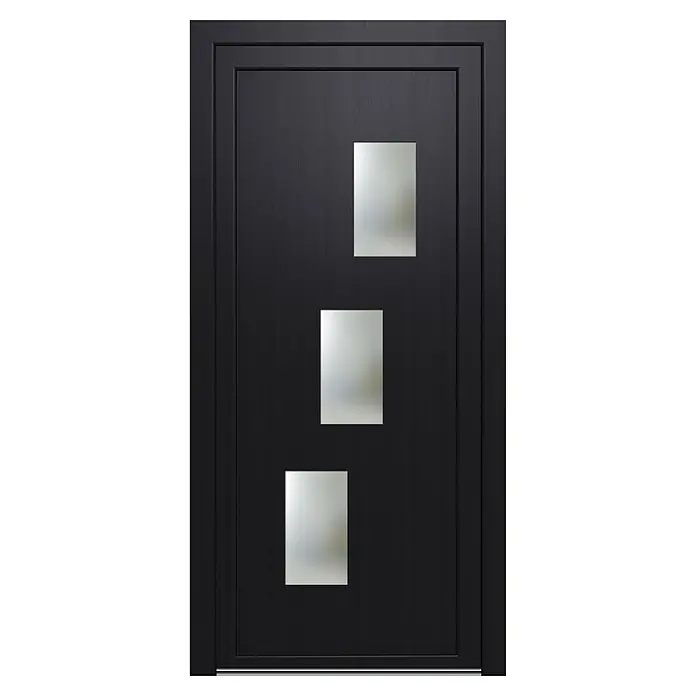 PVC ulazna vrata KF15 Rab - DIN graničnik: Lijevo, D x Š x V: 70 x 1.100 x 2.100 mm, Antracit - Pogled sprijeda