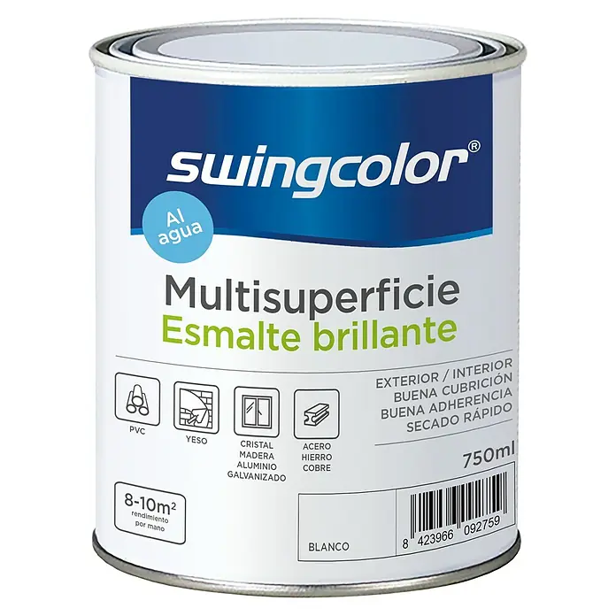 swingcolor Esmalte de color Multisuperficie - Blanco, 750 ml, Brillante - Vista frontal