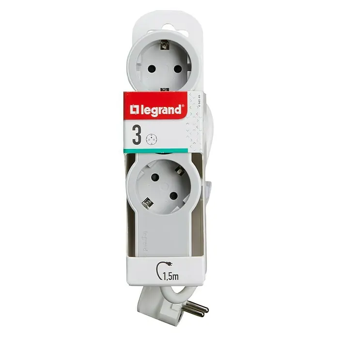 Legrand Steckdosenleiste Standard - 3-fach, Kabellänge: 1,5 m, 3.680 W - Vorderansicht