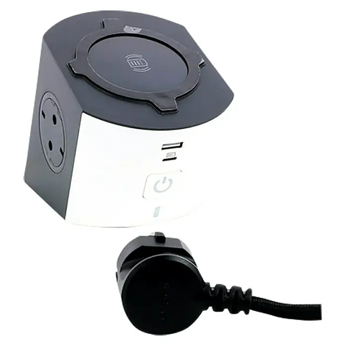 Legrand Smart-Steckdosenleiste - Anzahl Steckdosen Schuko: 2 Stk., USB-Anschluss: Max. 12 W - Diagonale Ansicht