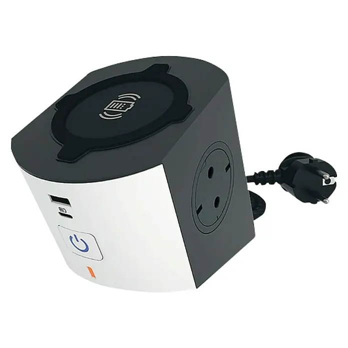 Legrand Smart-Steckdosenleiste - Anzahl Steckdosen Schuko: 2 Stk., USB-Anschluss: Max. 12 W - Diagonale Ansicht