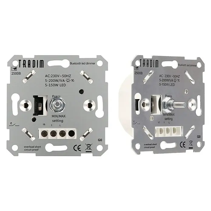 Tradim Led-dimmer Bluetooth - Aluminium, Inbouw - Vooraanzicht