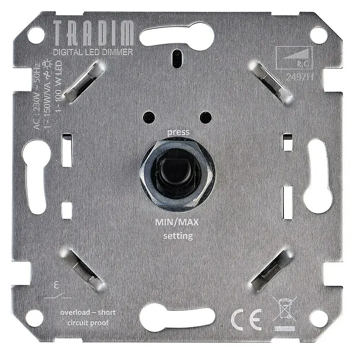 Tradim Led-dimmer Digital - Aluminium, Inbouw - Vooraanzicht