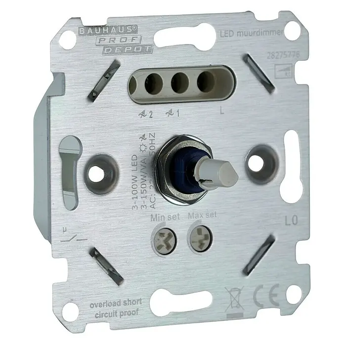 Profi Depot Led-dimmer - Aluminium, Inbouw - Diagonaal zicht