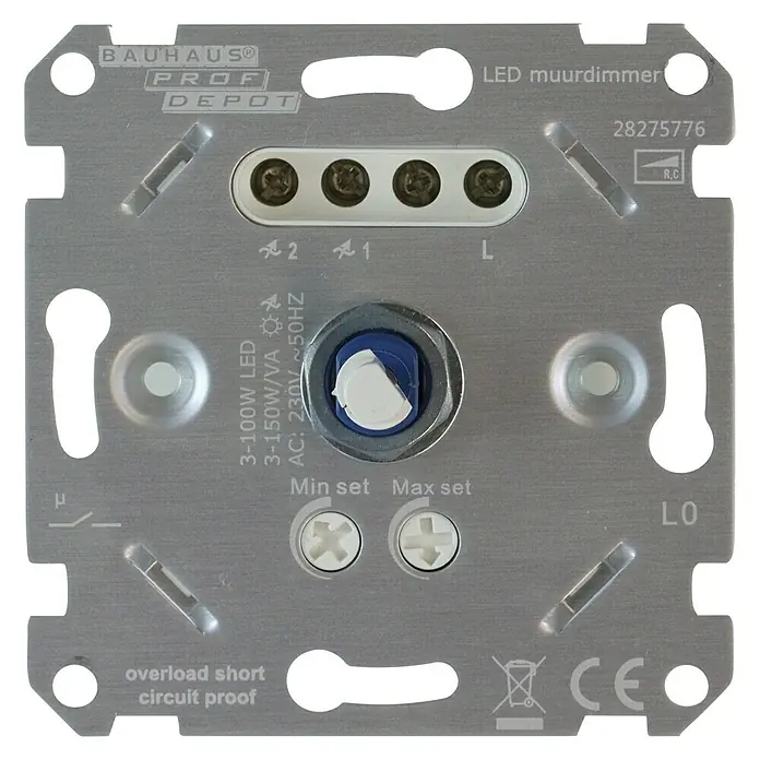 Profi Depot Led-dimmer - Aluminium, Inbouw - Vooraanzicht