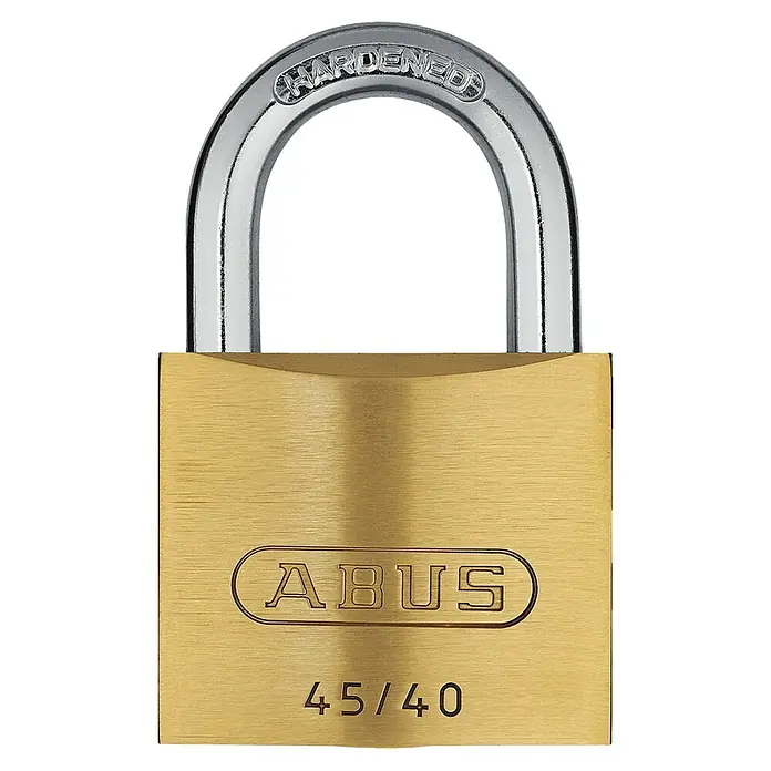 Abus Vorhängeschloss 45/40 - B x H: 39 x 60 mm, Bügelstärke: 6,5 mm, Messing, Anzahl Schlüssel: 2 Stk. - Vorderansicht