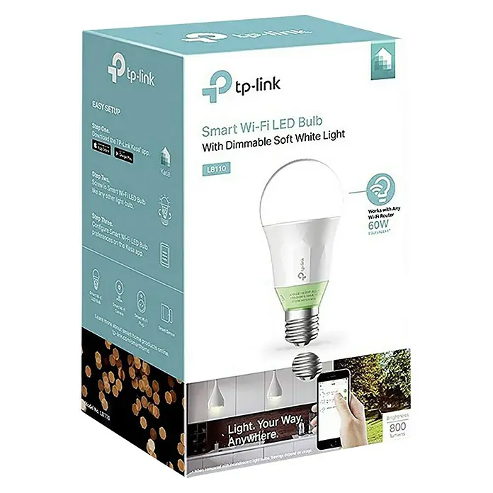 TP-Link Bombilla LED inteligente  LB110 - E27, 10 W, Blanco cálido, 1 ud. - Vista angular