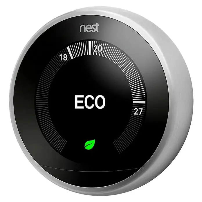 Google Nest Termostato inalámbrico 3ra generación - Negro, Ø x Al: 8,4 x 8,4 cm - Vista frontal