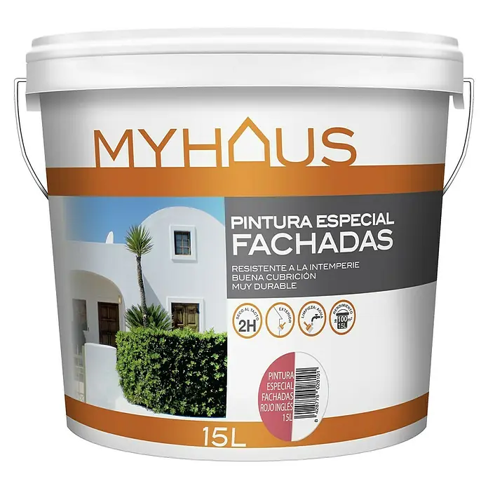 Pintura para fachadas Myhaus - Rojo, 15 l, Mate - Vista frontal