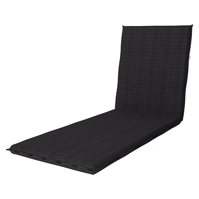 Doppler Gartenmöbel-Auflage - Liegenauflage, Anthrazit, L x B x H: 195 x 60 x 6 cm, Baumwoll-Polyester-Mischgewebe - Diagonale Ansicht