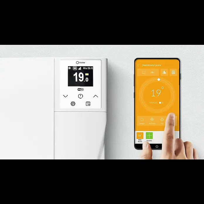 Rointe Emisor térmico cerámico Olympia Wifi - 1.000 W, Blanco, L x An x Al: 12 x 58,5 x 57,5 cm - Proceso de emparejamiento Rointe LITE con radiadores Olympia 